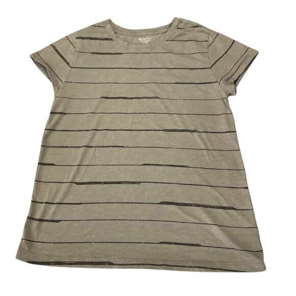 Athleta Organic Daily Striped Tee T-Shirt Size M Womens Brown Black Crewneck - Picture 7 of 9